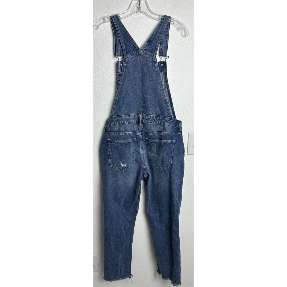 Abercrombie & Fitch Bib Overalls Size XS Denim Stretch Distressed Holes Cropped - Picture 3 of 15